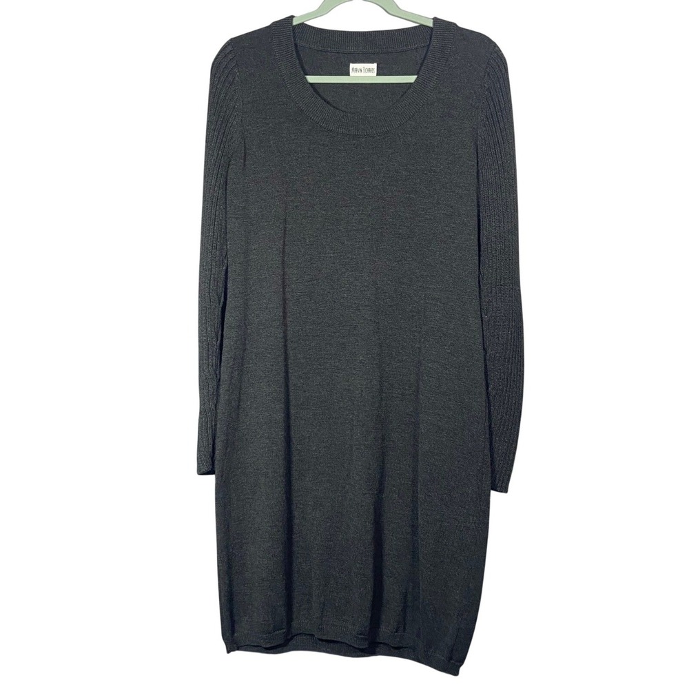 Marvin Richards Women's Dark Gray Knit Long Sleeve Sweater Dress Sz L (12/14)